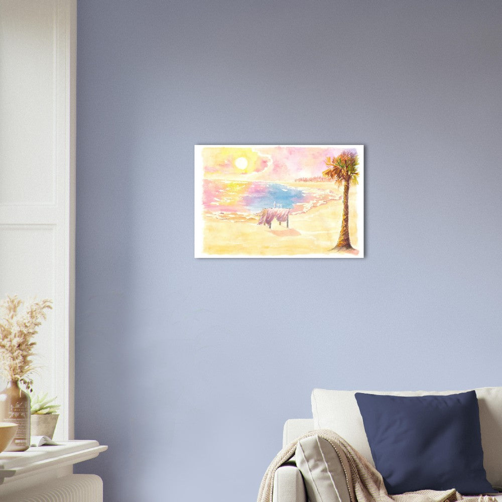 Romantic table for two lovers on the beach at sunset - Fine Art Print on Giclee, Canvas & Original Art