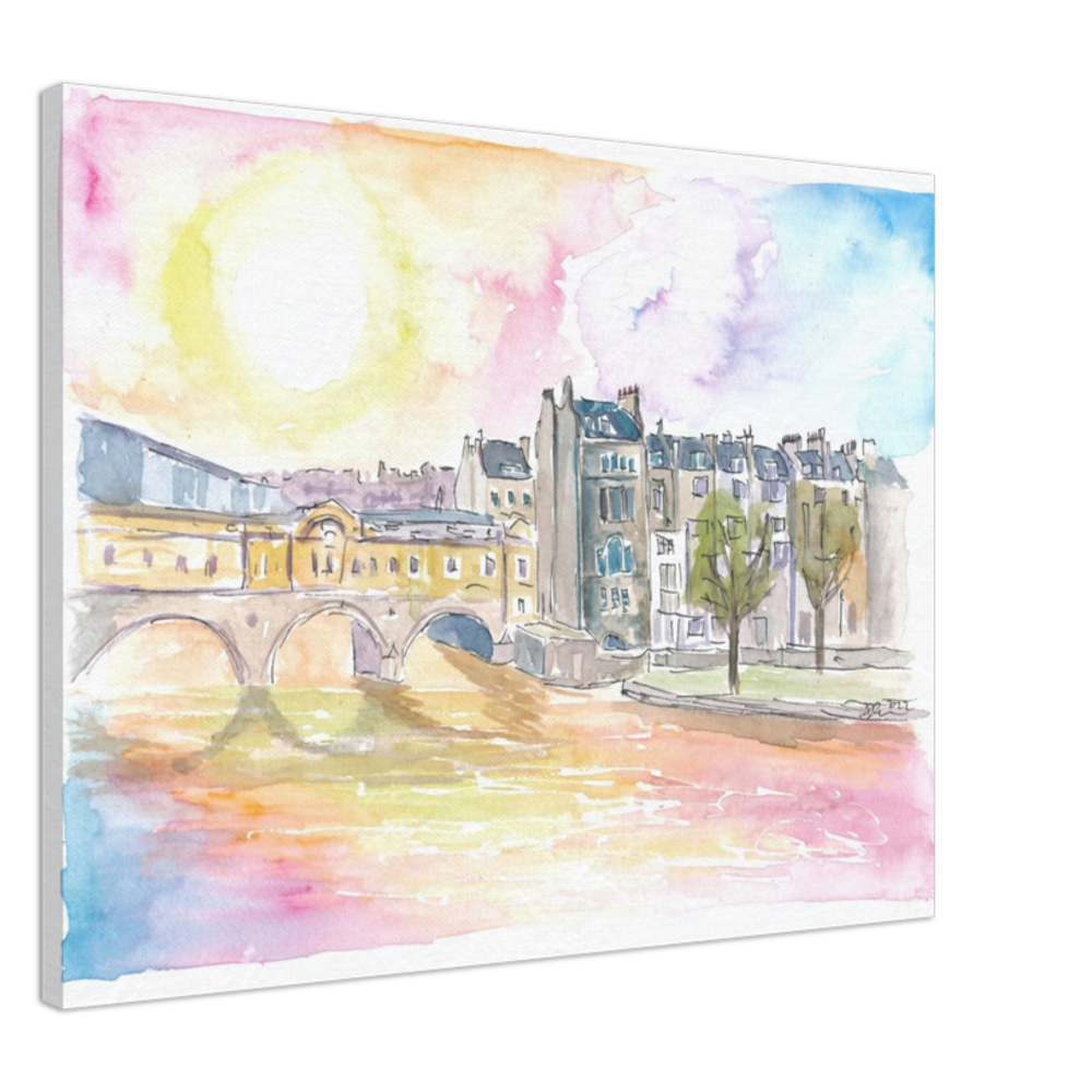 Historic Bath England Scene with Sunset over Avon - Limited Edition Fine Art Print - Original Painting available