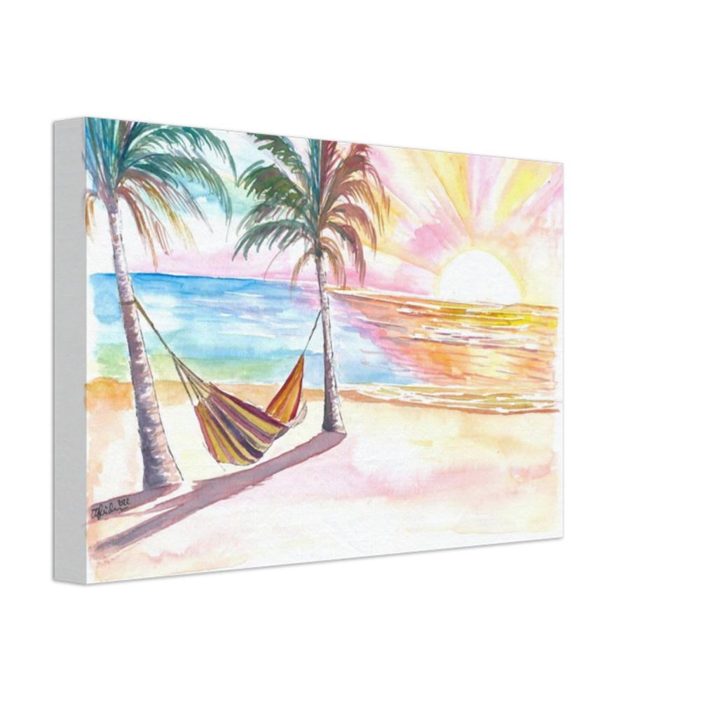 Lazy Tropical Hammock in Palm Shadow with Ocean Sounds