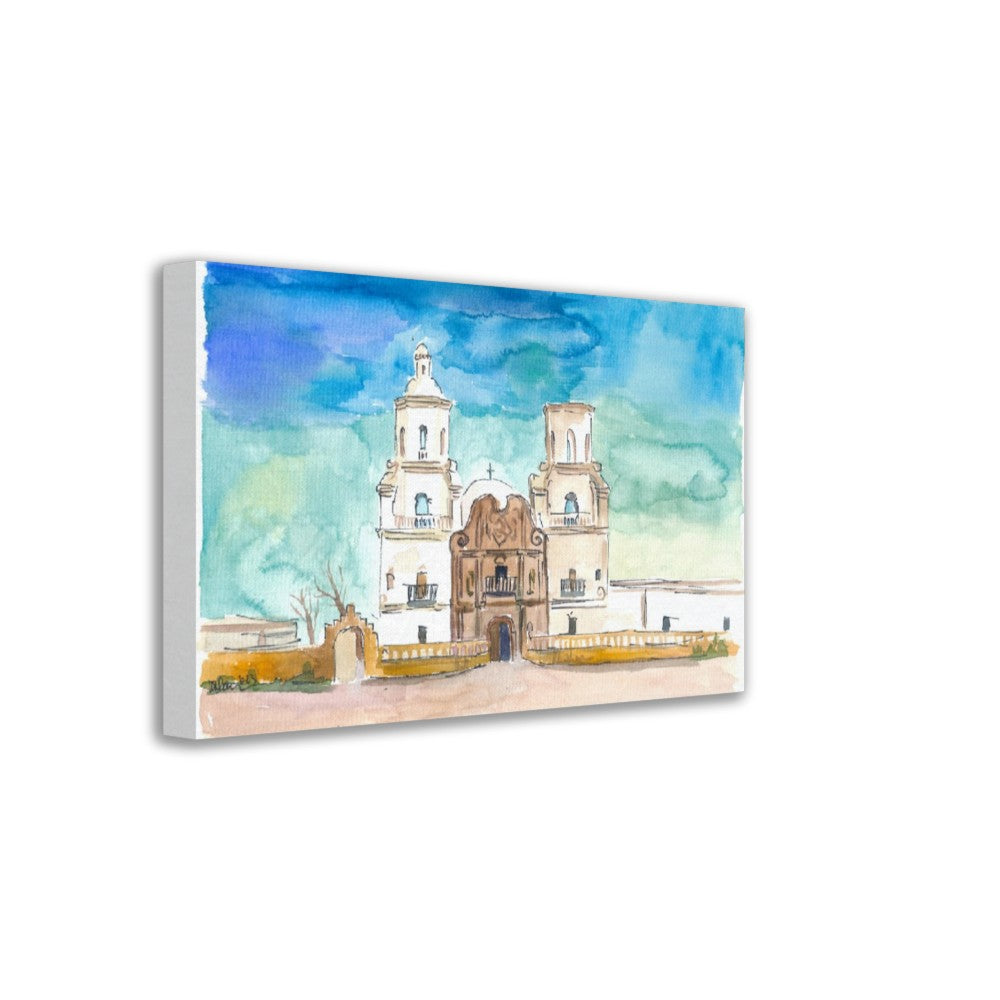 Mission in Tucson AZ White Dove of the Desert Scene - Limited Edition Fine Art Print - Original Painting available
