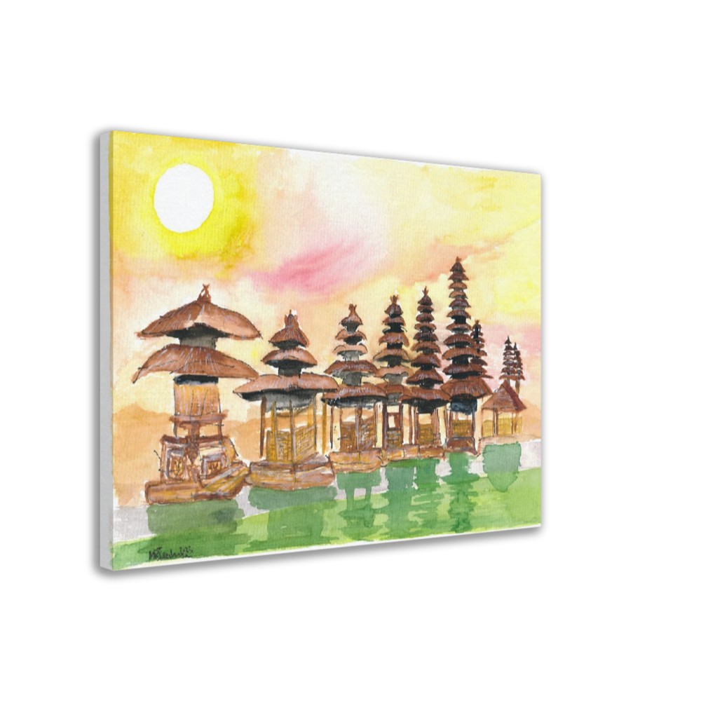 Sunset over stunning Balinese Temple and Garden in Indonesia - Limited Edition Fine Art Print - Original Painting available