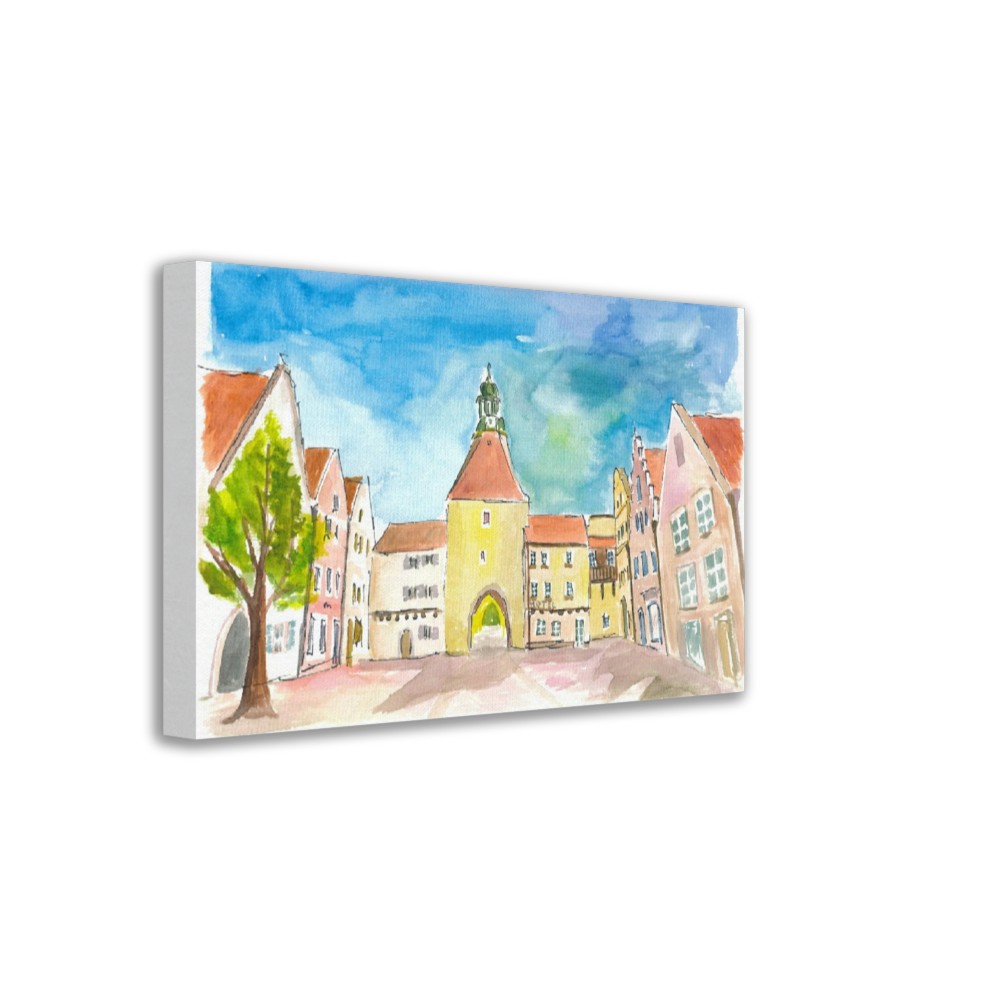 Weiden Bavaria Lower Market Square with Gate and Medieval Houses - Limited Edition Fine Art Print - Original Painting available