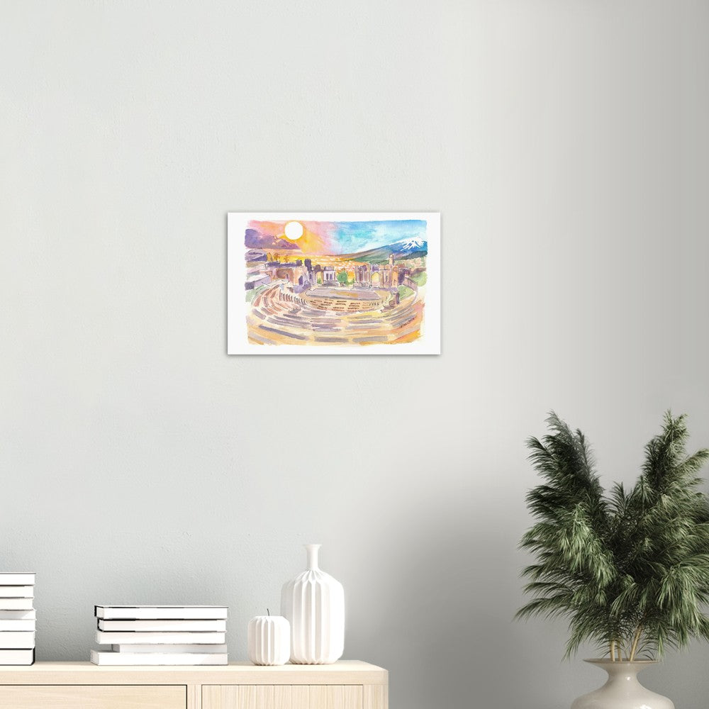 Ancient Theatre of Taormina with View of Mount Etna in Sicily - Limited Edition Fine Art Print - Original Painting available