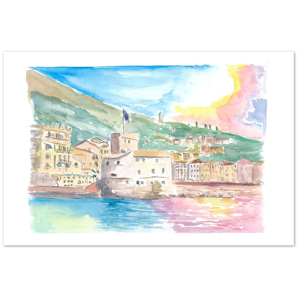 Rapallo Sea Front with Harbour Castle and Sun Reflections