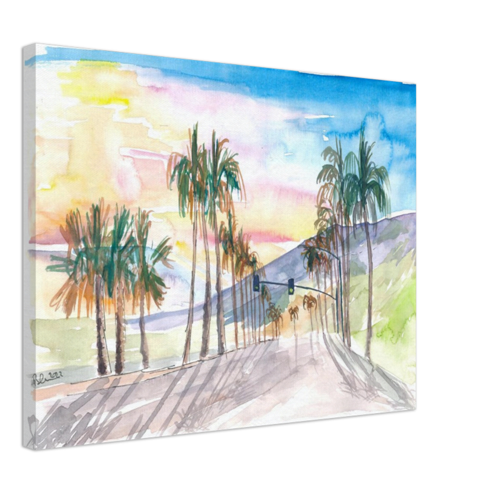 Palm Springs Avenue with Californian Sunset - Limited Edition Fine Art Print -