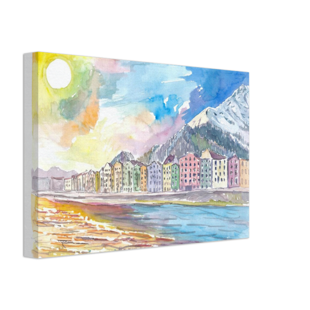 Innsbruck Tyrol Austria Houses with River Inn and Nordkette