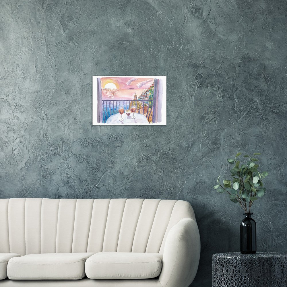 Unforgettable Incredible Amalfi Sunset View Terrace with Infinite Sea View - Limited Edition Fine Art Print - Original Painting available