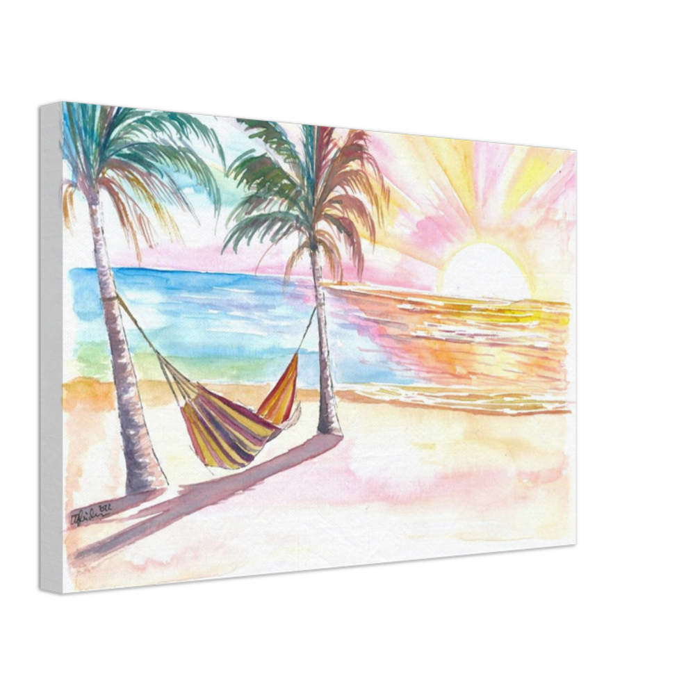 Lazy Tropical Hammock in Palm Shadow with Ocean Sounds