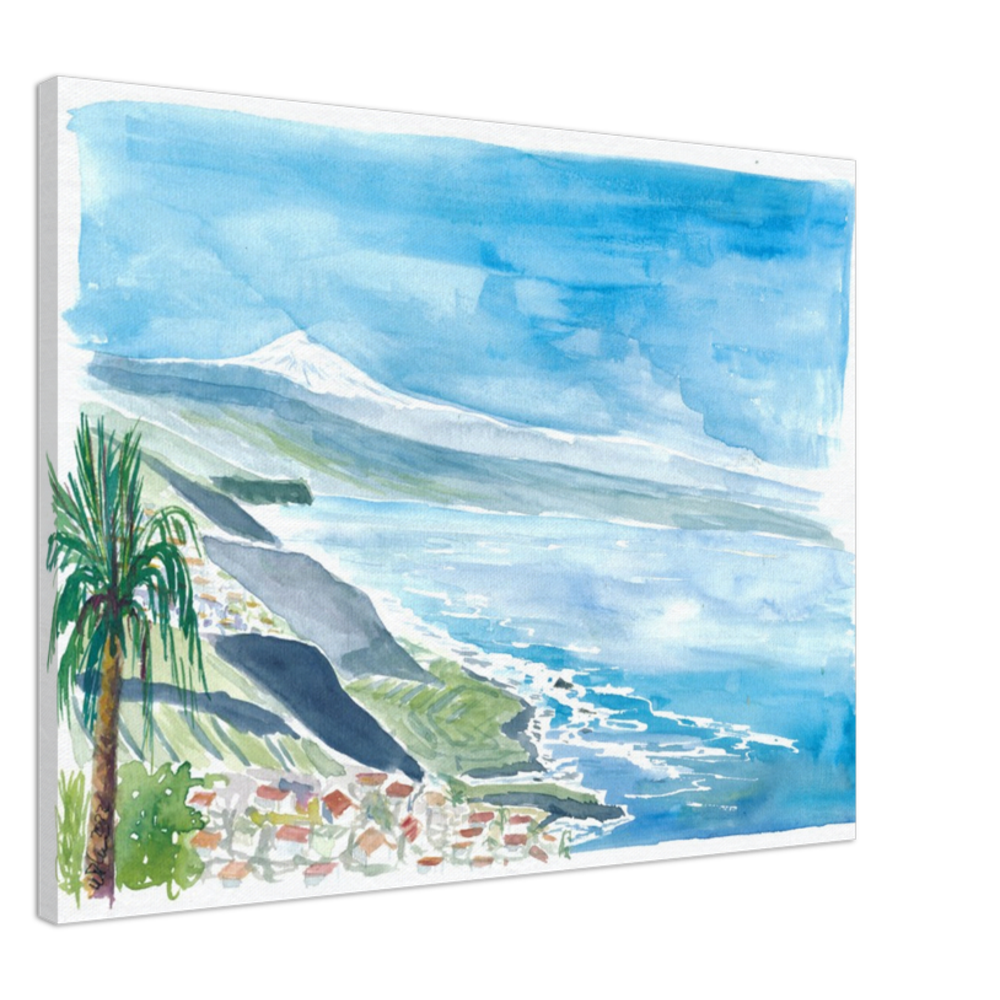 View of Snow Covered Teide in Tenerife Canary Islands - Limited Edition Fine Art Print - Original Painting available
