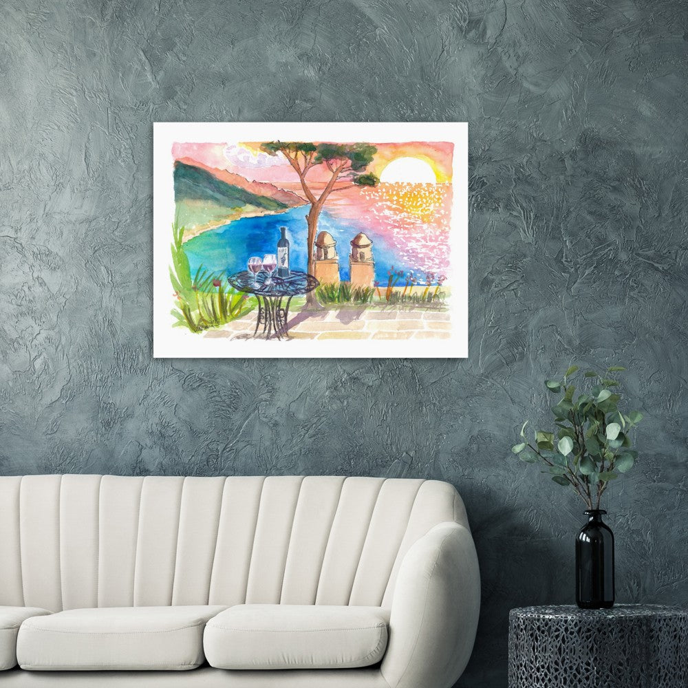 Love Wine Sunset in Amalfi Villa Rufolo Coastal View - Limited Edition Fine Art Print - Original Painting available
