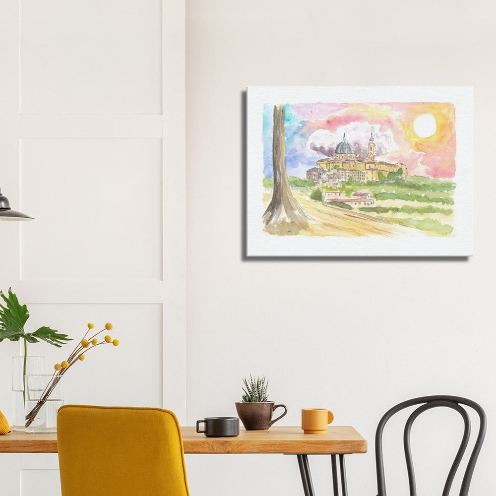 Loreto Italy City Pilgrimage Town on a Marche Hill - Limited Edition Fine Art Print - Original Painting available
