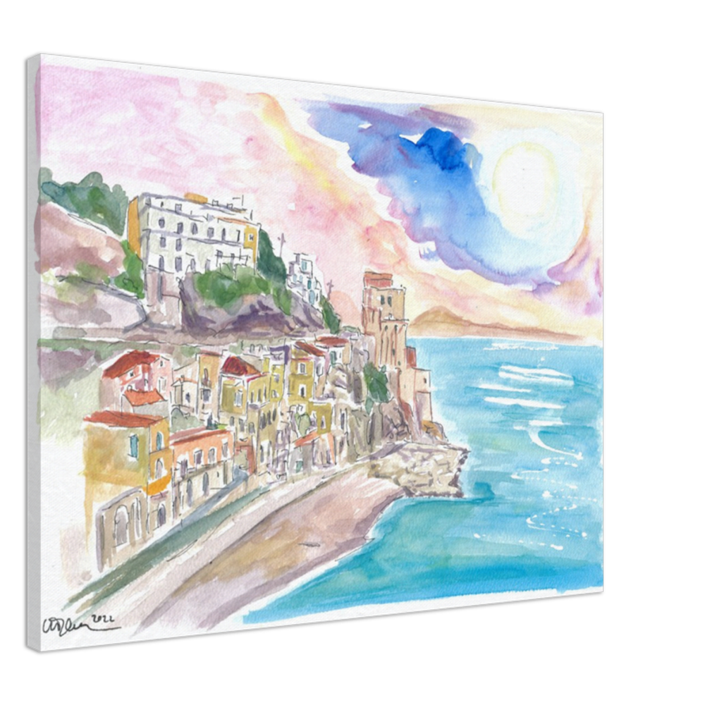 Cruising Amalfitana with View of Cetara Italy - Limited Edition Fine Art Print - Original Painting available