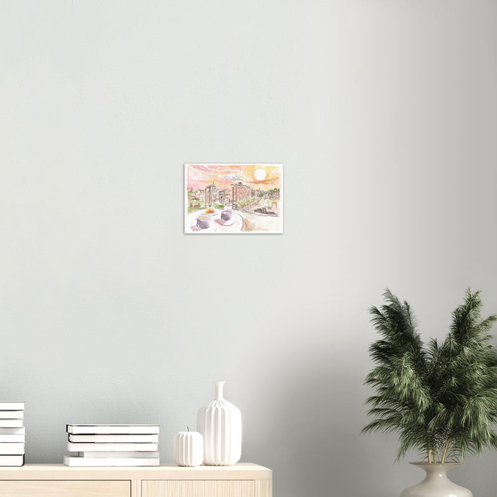 Roman Forum Morning Coffee with View in Rome - Limited Edition Fine Art Print - Original Painting available