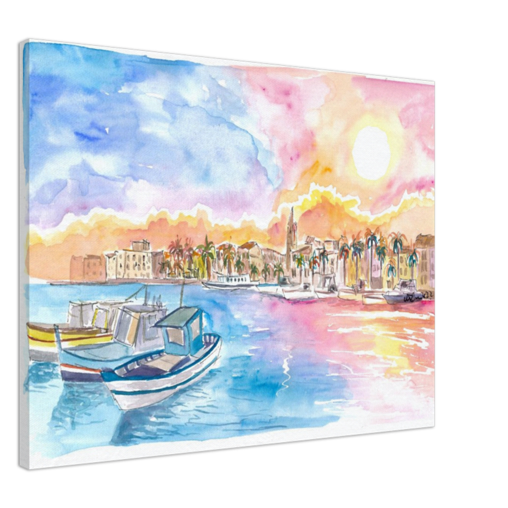 Romantic Harbour Sunset in Coastal Provence in Southern France