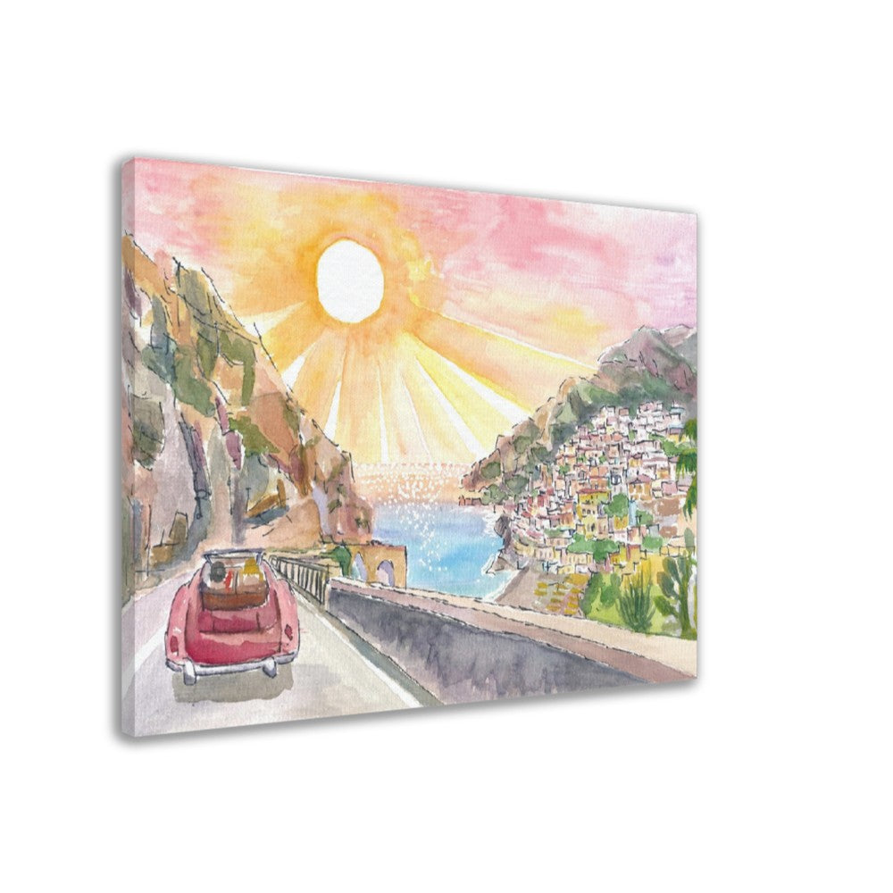 Driving Amalfi Coast with View of Positano - Road Trip of Love on Amalfitana- Limited Edition Fine Art Print - Original Painting available
