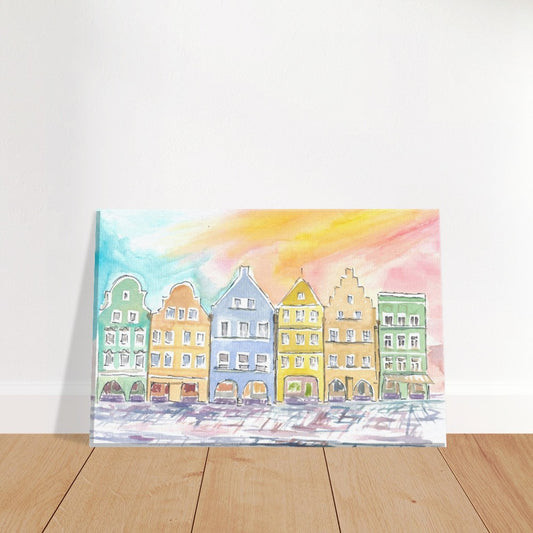 Typical Bavarian Colorful Gothic Old Town Houses  - Limited Edition Fine Art Print - Original Painting available