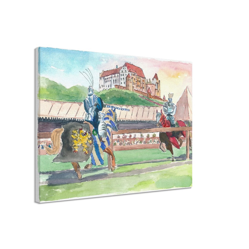 Landshut Knight Tournament in Front of Historical Scenery with Trausnitz - Limited Edition Fine Art Print - Original Painting available