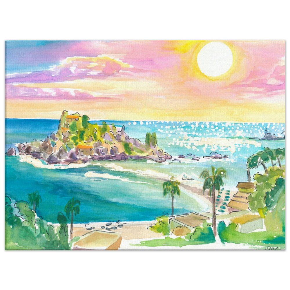 Isola Bella Taormina Sicily Panoramic View - Limited Edition Fine Art Print - Original Painting available