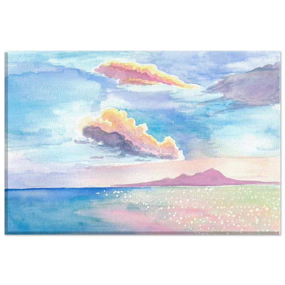 Tenerife Canary Islands with Teide Silhouette from Sea - Limited Edition Fine Art Print - Original Painting available