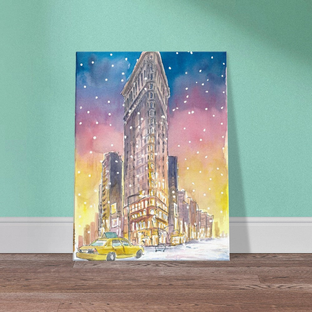 Winter in New York City Romantic Snow Fall and Flatiron Manhattan Dreams - Limited Edition Fine Art Print -