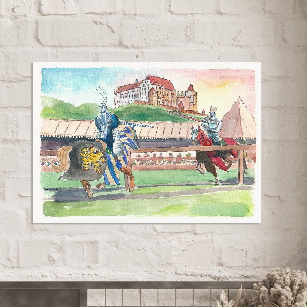 Landshut Knight Tournament in Front of Historical Scenery with Trausnitz - Limited Edition Fine Art Print - Original Painting available
