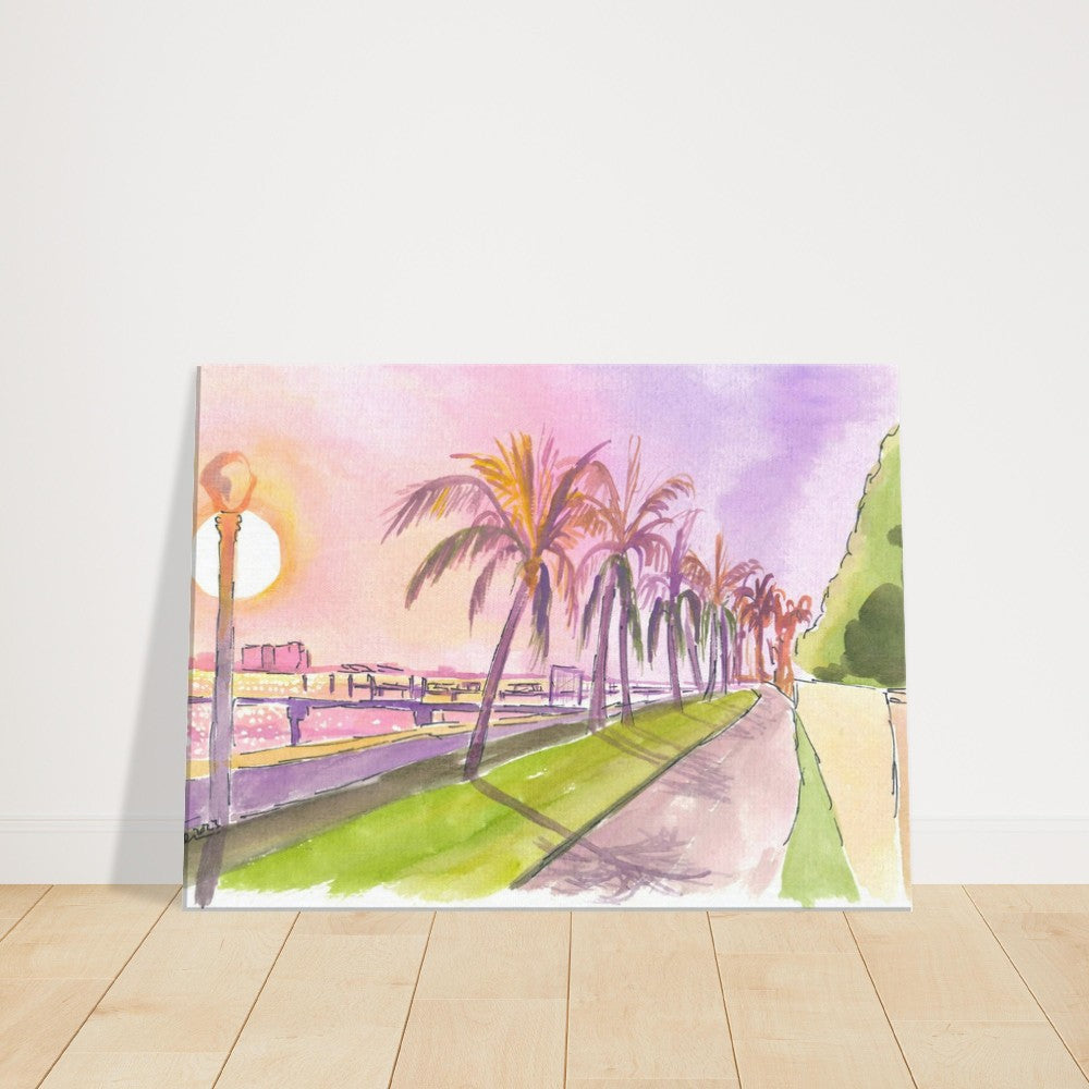 Sunset on Palm Beach Florida Lake and Bikeway - Limited Edition Fine Art Print - Original Painting available