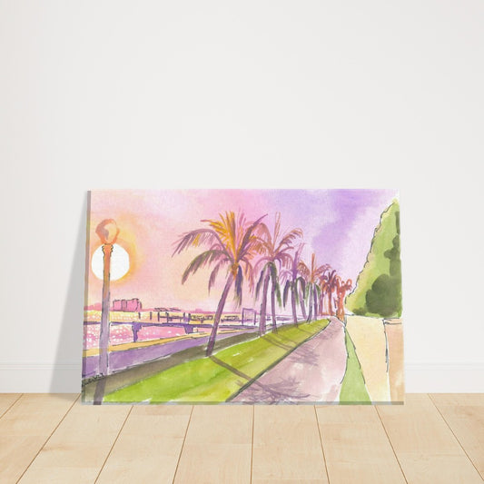 Sunset on Palm Beach Florida Lake and Bikeway - Limited Edition Fine Art Print - Original Painting available