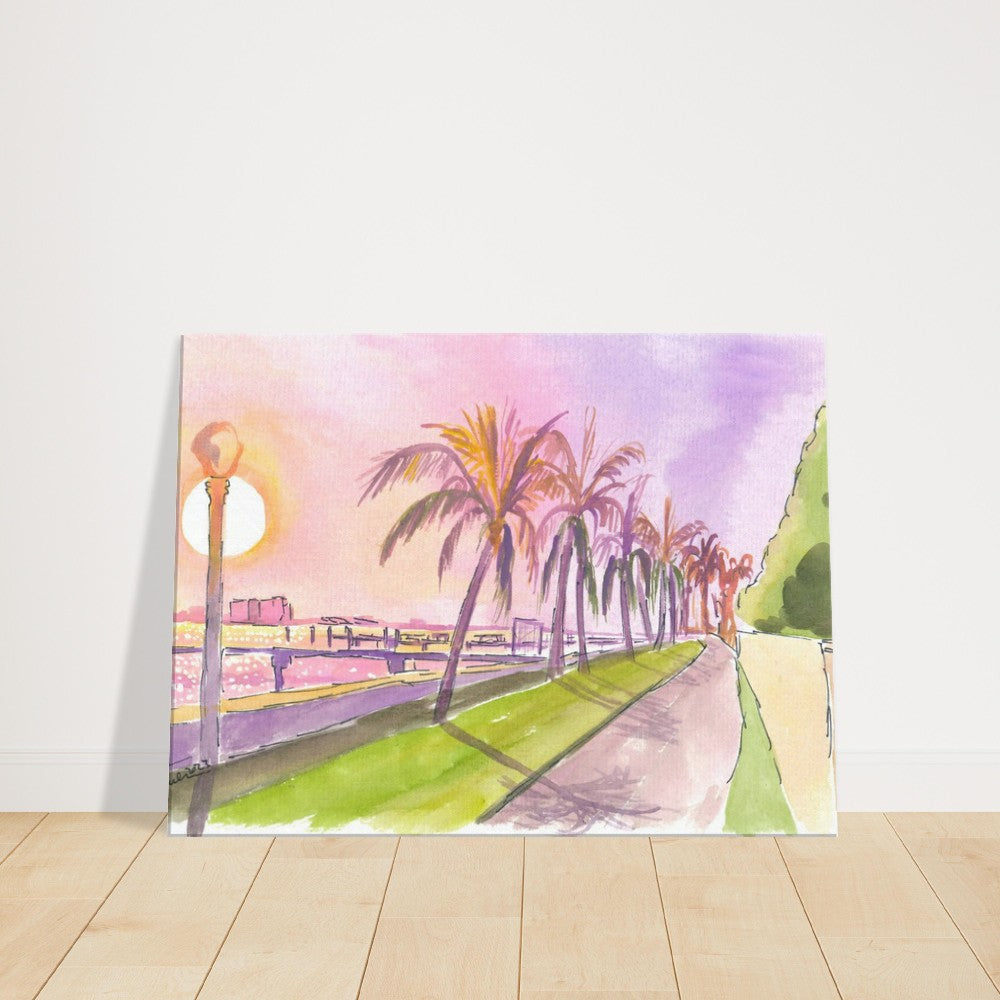 Sunset on Palm Beach Florida Lake and Bikeway - Limited Edition Fine Art Print - Original Painting available