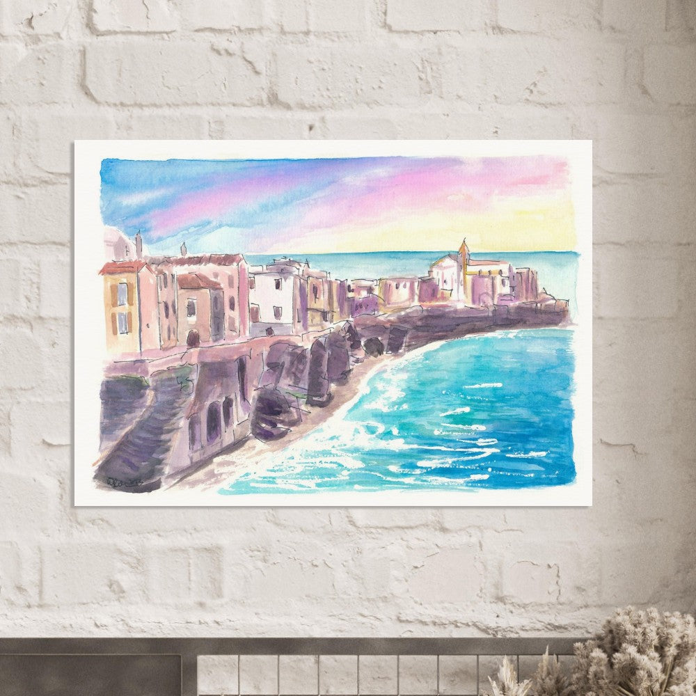 Trapani Sicily City on Rock in the Mediterranean Sea - Limited Edition Fine Art Print - Original Painting available