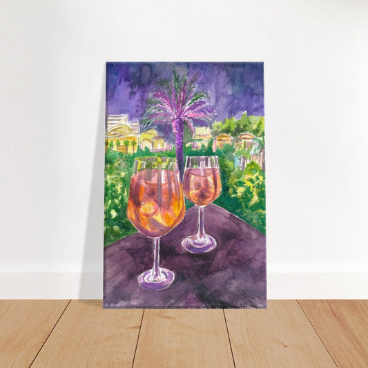 Still Life with Palms Scene of a Illuminated Garden Night - Limited Edition Fine Art Print - Original Painting available