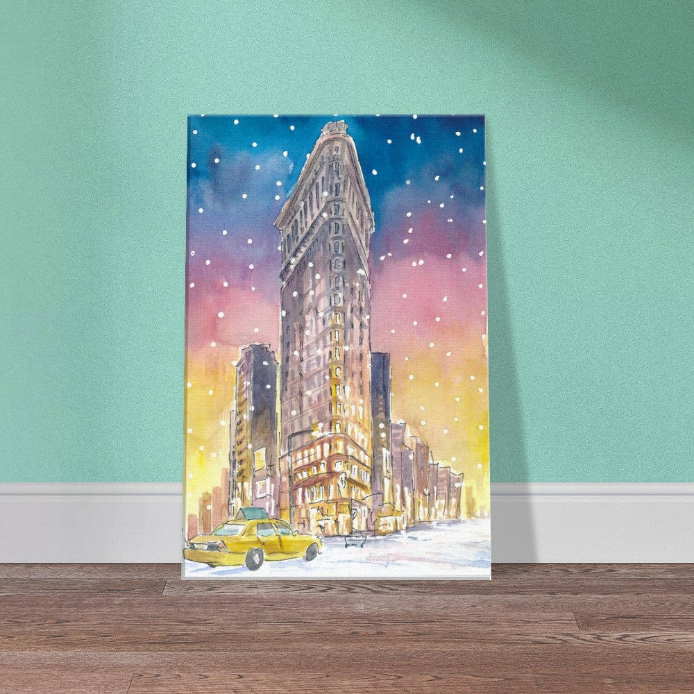 Winter in New York City Romantic Snow Fall and Flatiron Manhattan Dreams - Limited Edition Fine Art Print -