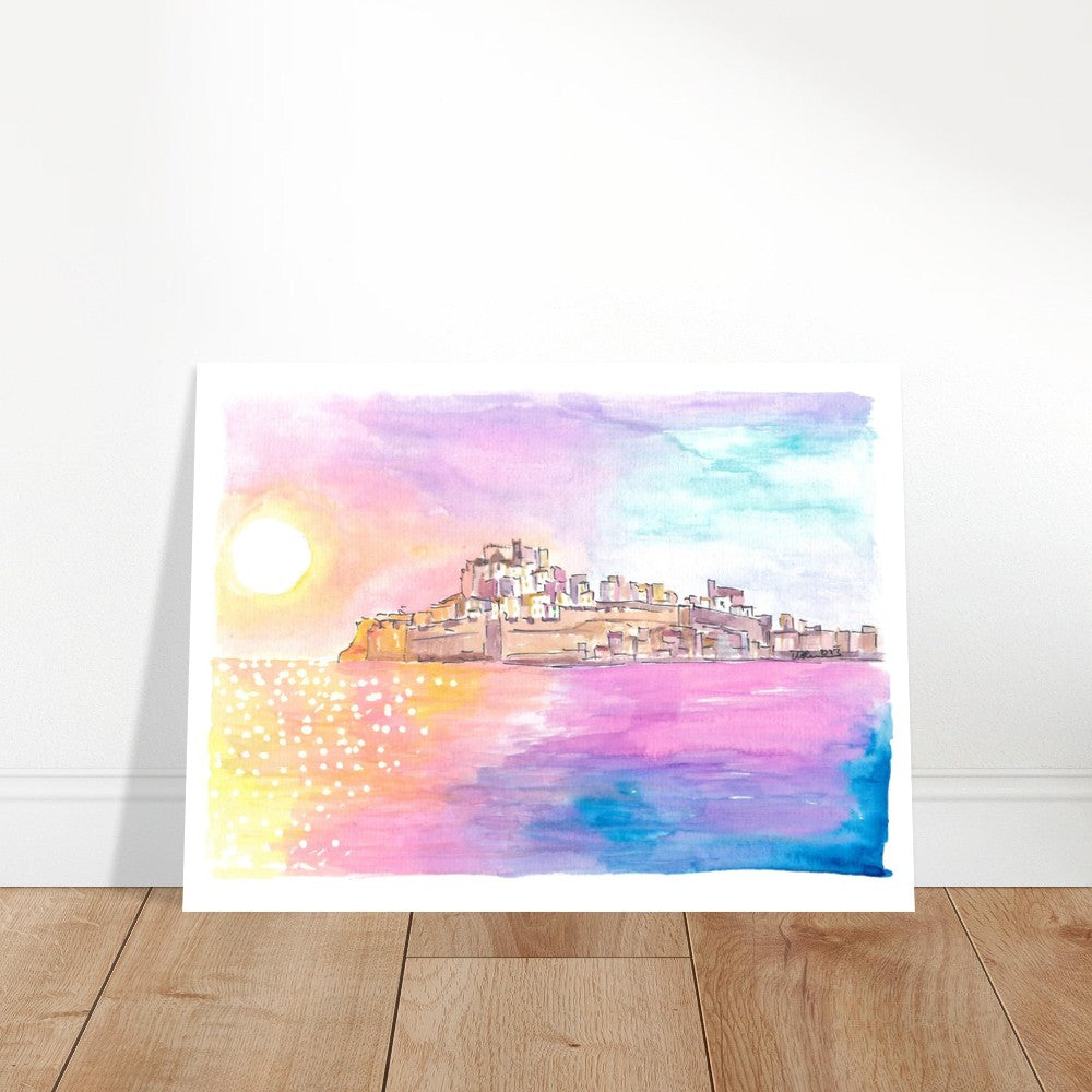Peniscola Spain Pearl of Costa del Azahar with Old Town - Limited Edition Fine Art Print - Original Painting available