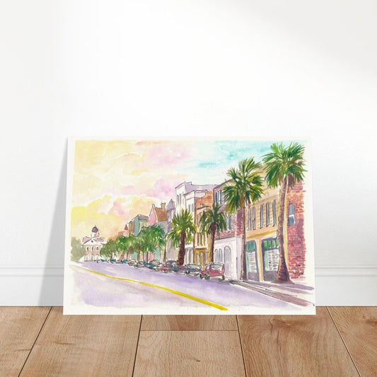 Early Morning Vibes in Broad Street Charleston South Carolina  - Limited Edition Fine Art Print - Original Painting available