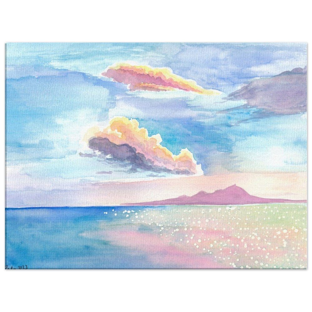 Tenerife Canary Islands with Teide Silhouette from Sea - Limited Edition Fine Art Print - Original Painting available