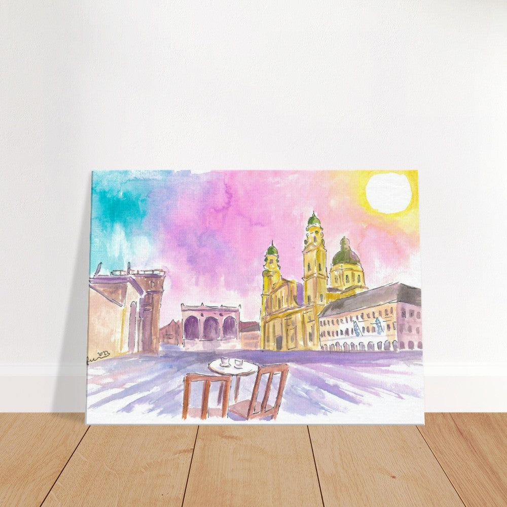 Munich Odeon Square Coffee and Rainbow Sunset - Limited Edition Fine Art Print -