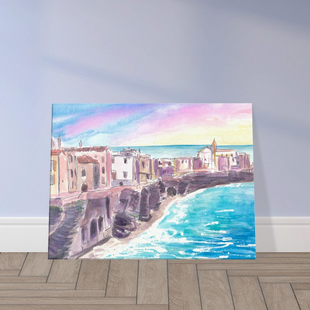 Trapani Sicily City on Rock in the Mediterranean Sea - Limited Edition Fine Art Print - Original Painting available