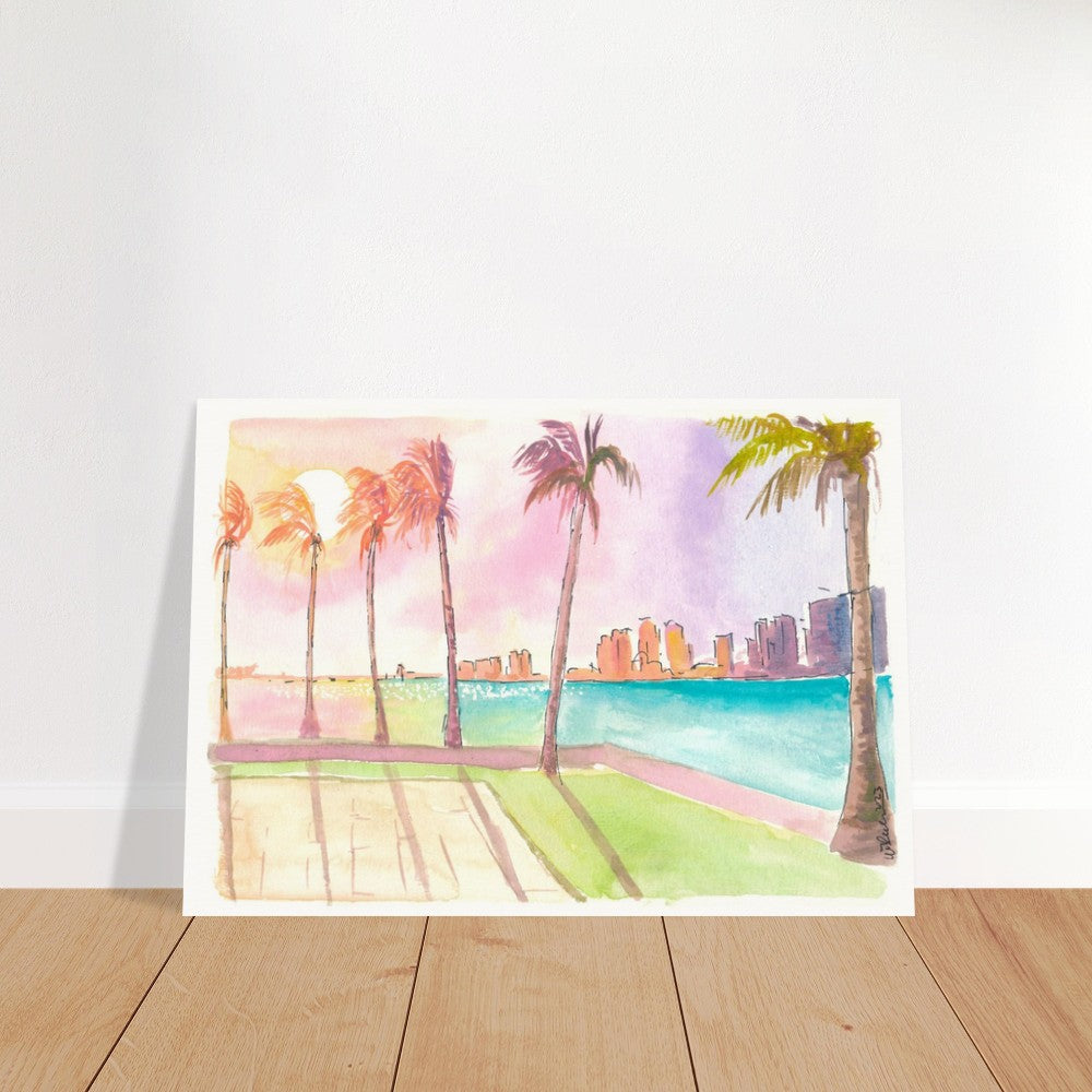 West Palm Beach with Tropical Dreams under Palms - Limited Edition Fine Art Print - Original Painting available