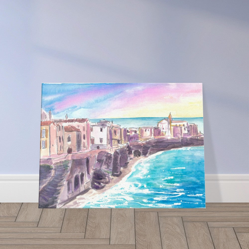 Trapani Sicily City on Rock in the Mediterranean Sea - Limited Edition Fine Art Print - Original Painting available