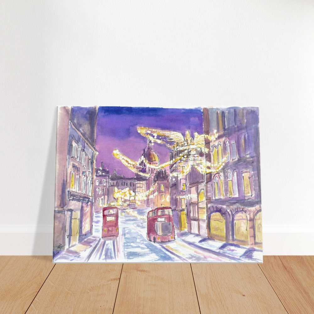 Nightly London England Streets in Winter Romance Scene -  Limited Edition Fine Art Print -