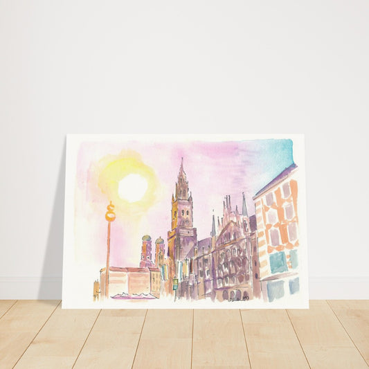 Munich City Hall and Marienplatz at Late Afternoon Dusk - Limited Edition Fine Art Print