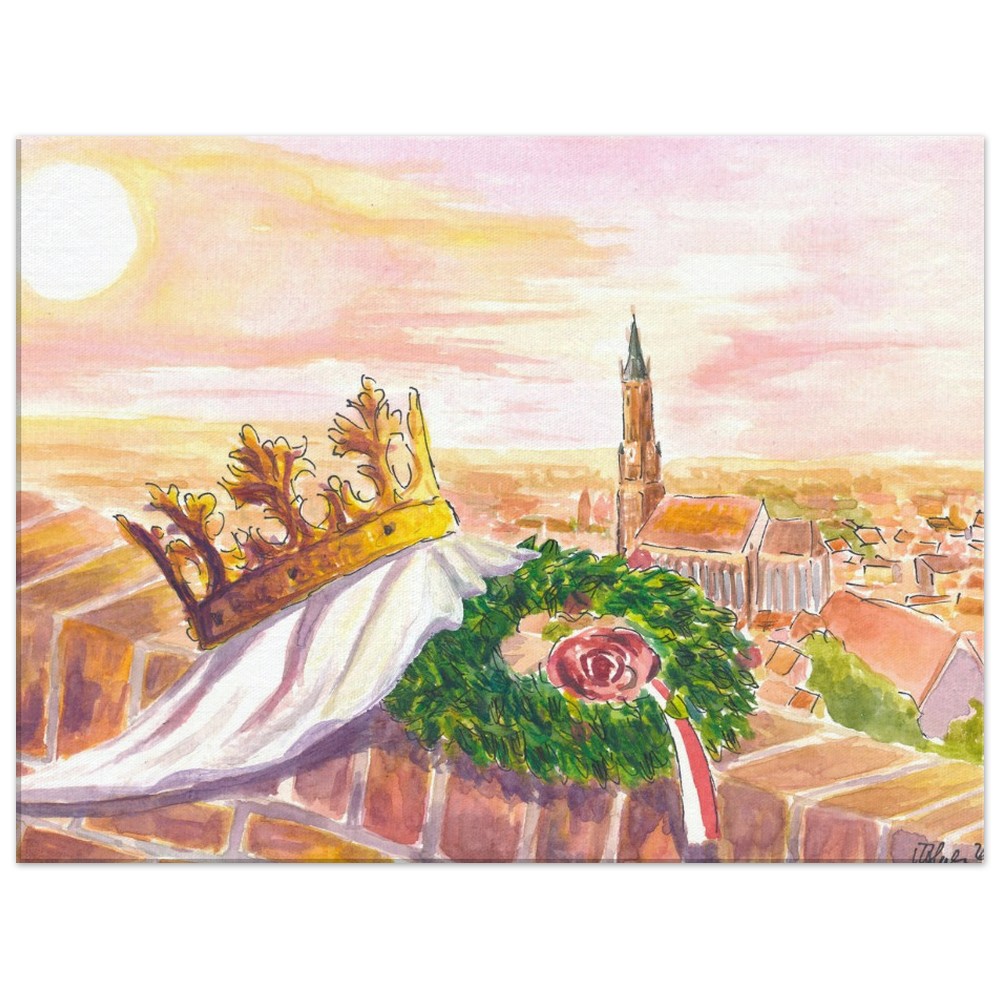Hello and Servus Landshut with Buchskranzl and Crown of the Princess - Limited Edition Fine Art Print -