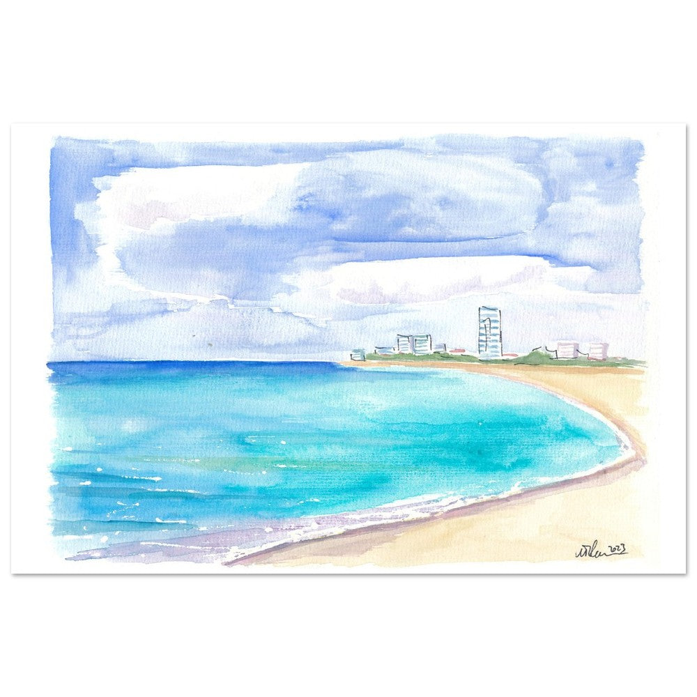 Sint Maarten Beach Strand Mullet Bay with Caribbean Waters - Limited Edition Fine Art Print - Original Painting available