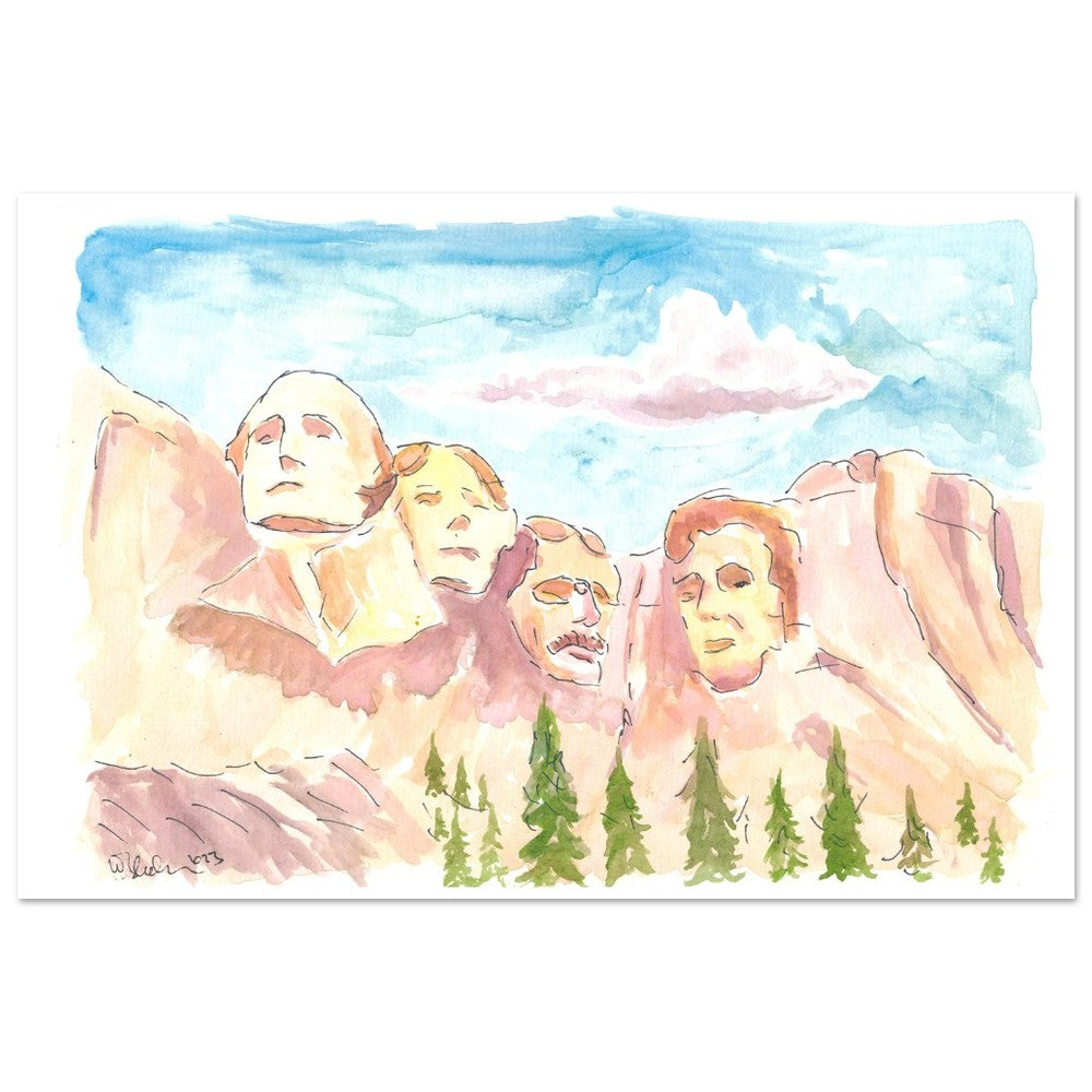 Mount Rushmore in South Dakota in Bright Sunlight - Limited Edition Fine Art Print - Original Painting available