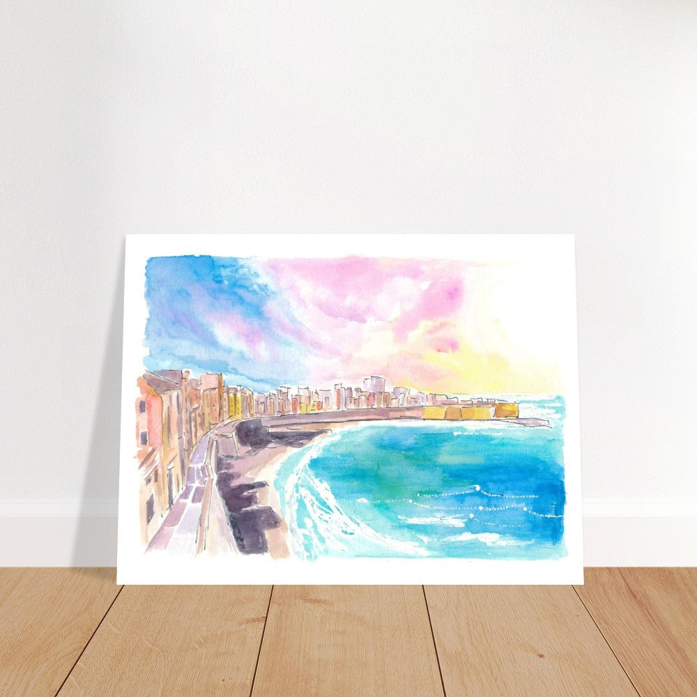 Trapani Sicily City on Rock in the Mediterranean Sea - Limited Edition Fine Art Print - Original Painting available