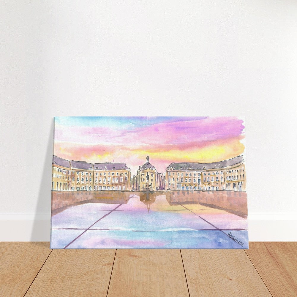 Bordeaux France Mirror View of Place de la Bourse - Limited Edition Fine Art Print - Original Painting available