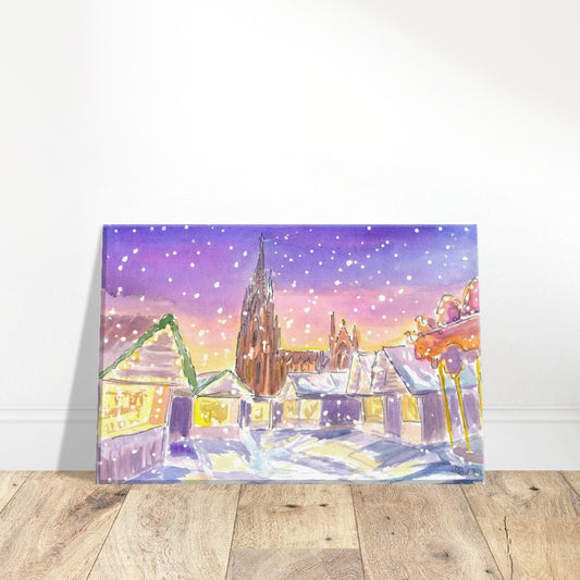 Cologne Germany Winter Scene with Cathedral and XMAS Market - Limited Edition Fine Art Print - Original Painting available