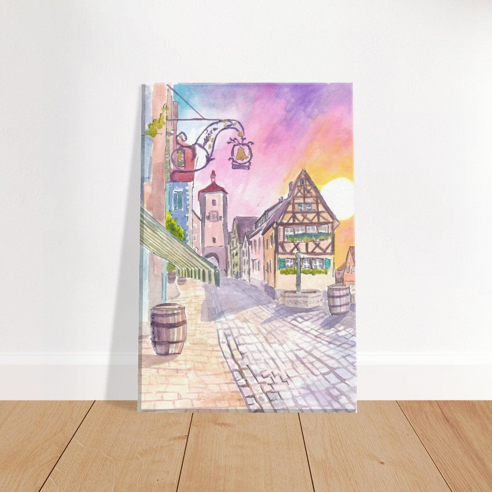 Rothenburg Tauber Famous Ploenlein Street Scene at Sunset - Limited Edition Fine Art Print - Original Painting available