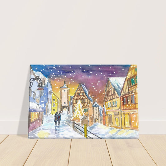 Rothenburg Tauber Winter Wonderland Walks at Night - Limited Edition Fine Art Print - Original Painting available