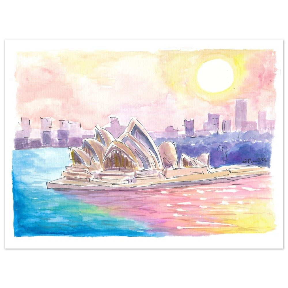Sydney Australia Sunset with Opera and Downtown - Limited Edition Fine Art Print -