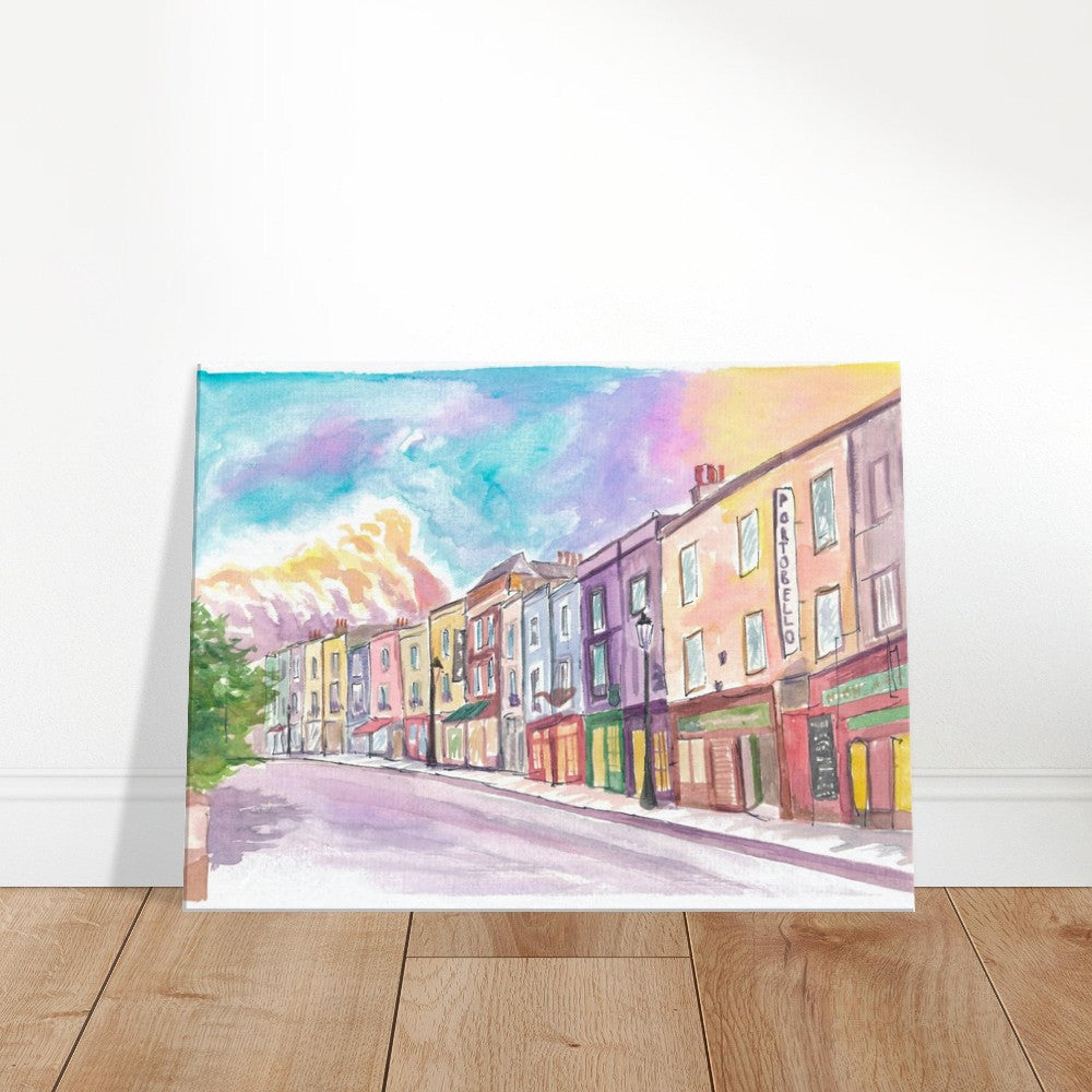 Colorful Portobello Road in Fancy Notting Hill London - Limited Edition Fine Art Print - Original Painting available
